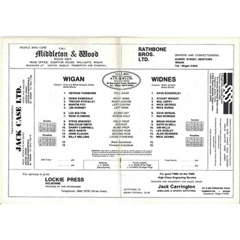 1979/80 Wigan v Widnes Rugby League Programme