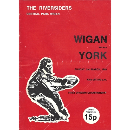 1979/80 Wigan v York Rugby League Programme
