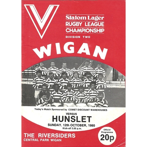1980/81 Wigan v Hunslet Rugby League Programme