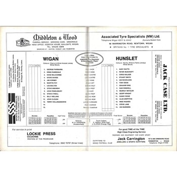 1980/81 Wigan v Hunslet Rugby League Programme