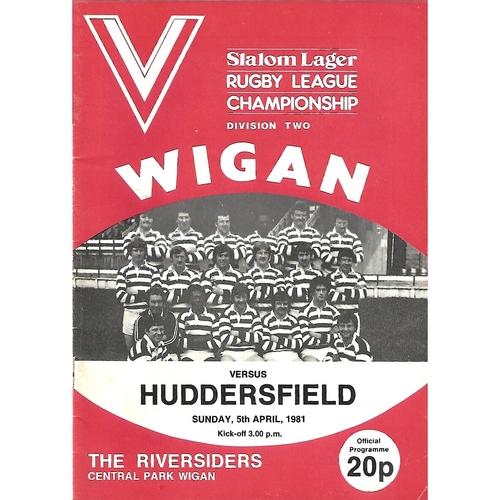 1980/81 Wigan v Huddersfield Rugby League Programme