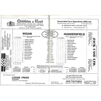 1980/81 Wigan v Huddersfield Rugby League Programme