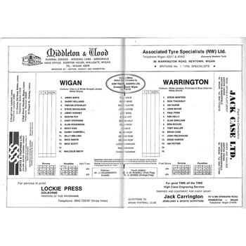 1981/82 Wigan v Warrington Rugby League Programme