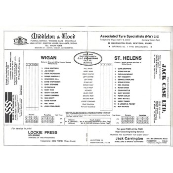 1981/82 Wigan v St. Helens Rugby League Programme