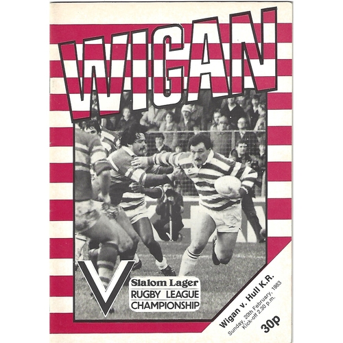 1982/83 Wigan v Hull Kingston Rovers Rugby League Programme