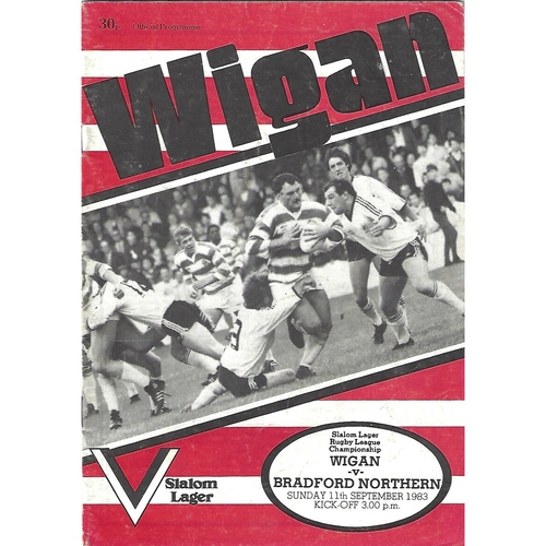 1983/84 Wigan v Bradford Northern Rugby League Programme