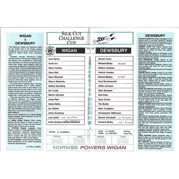 1989/90 Wigan v Dewsbury Rugby League Challenge Cup 2nd Round Programme