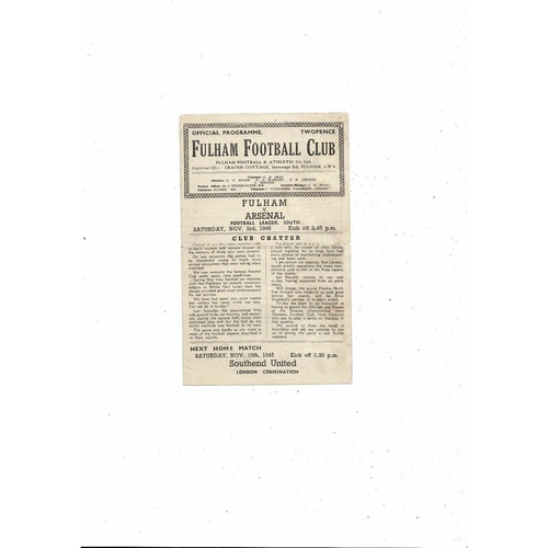 1945/46 Fulham v Arsenal Football Programme