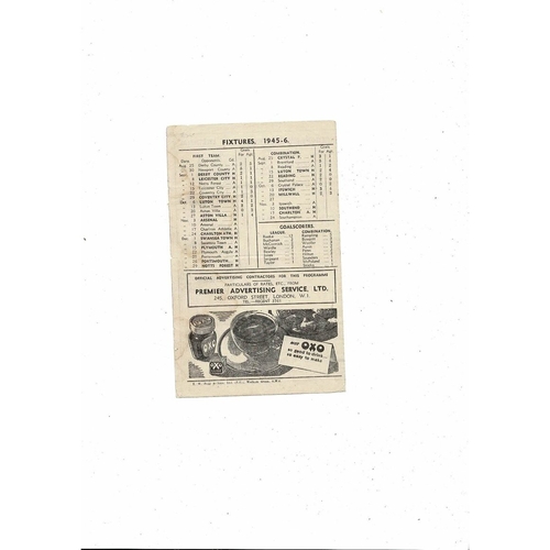 1945/46 Fulham v Arsenal Football Programme