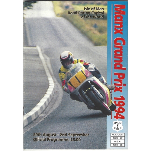 1994 Manx Grand Prix Motor Cycle Racing Programme & Race Guide Booklet
