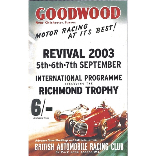 2003 Goodwood Motor Circuit Revival Programme & Brochure
