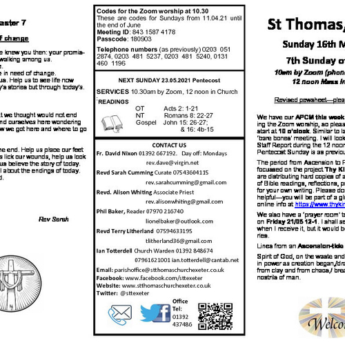 Pew Sheet | The Parish of St Thomas, Exeter