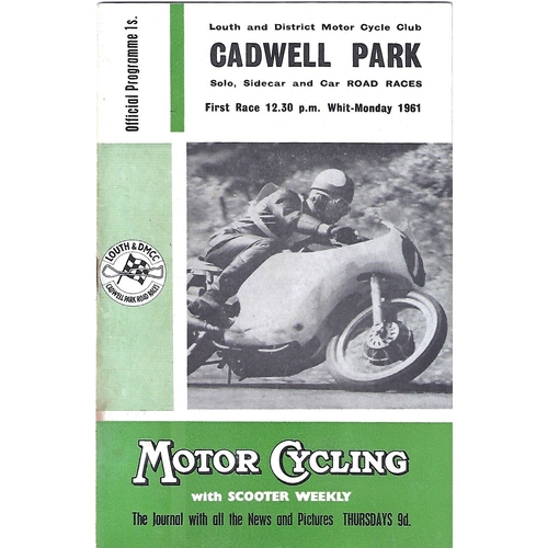 1961 Cadwell Park Lough & District Motor Cycle Club Solo, Side Car & Car Road Race Meeting (22/05/1961) Motor Cycle & Motor Racing Programme