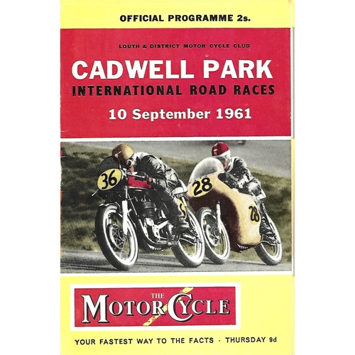 1961 Cadwell Park Lough & District Motor Cycle Club International Road Race Meeting (10/09/1961) Motor Cycle Racing Programme