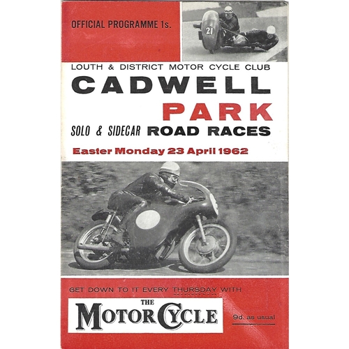 1962 Cadwell Park Lough & District Motor Cycle Club Solo & Side Car Road Race Meeting (23/04/1962) Motor Cycle Racing Programme