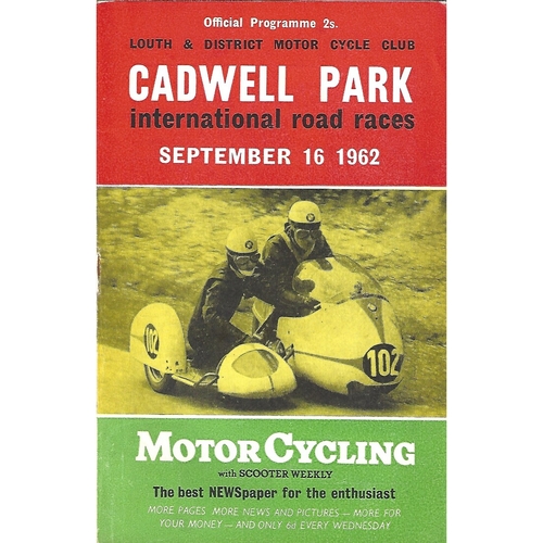 1962 Cadwell Park Lough & District Motor Cycle Club International Road Race Meeting (16/09/1962) Motor Cycle Racing Programme