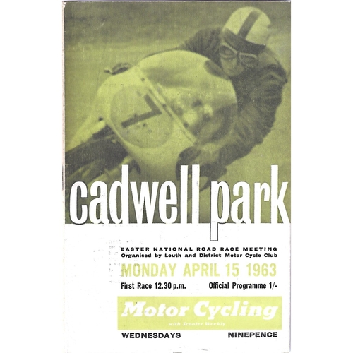 1963 Cadwell Park Lough & District Motor Cycle Club Easter National Road Race Meeting (15/04/1963) Motor Cycle Racing Programme
