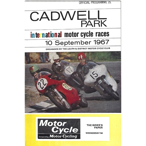 1967 Cadwell Park Lough & District Motor Cycle Club International Road Race Meeting (10/09/1967) Motor Cycle Racing Programme