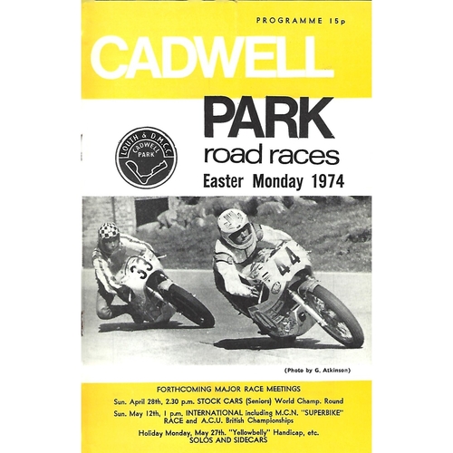 1974 Cadwell Park Road Races (15/04/1974) Motor Cycle Racing Programme