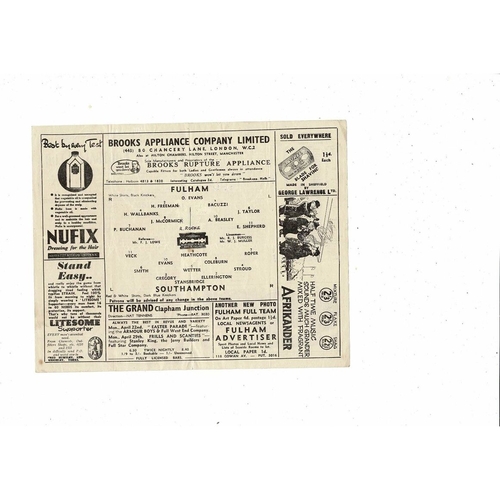 1945/46 Fulham v Southampton Football Programme