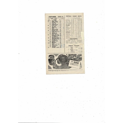 1945/46 Fulham v Southampton Football Programme