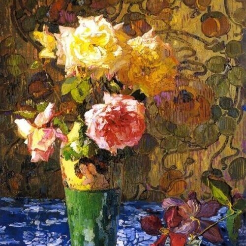 Roses in a Tall Glass