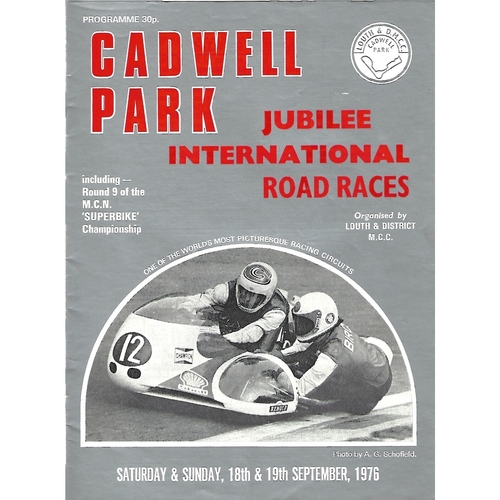 1976 Cadwell Park Jubilee International Road Race Meeting (18 & 19/09/2976) Motor Cycle Racing Programme