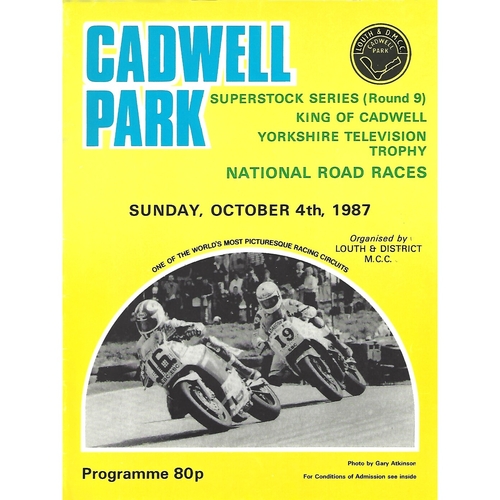 1987 Cadwell Park National Road Race Meeting (04/10/1987) Motor Cycle Racing Programme