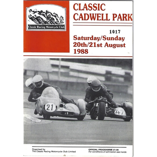 1988 Cadwell Park Classic Racing Motorcycle Club Meeting (20 & 21/08/1988) Motor Cycle Racing Programme