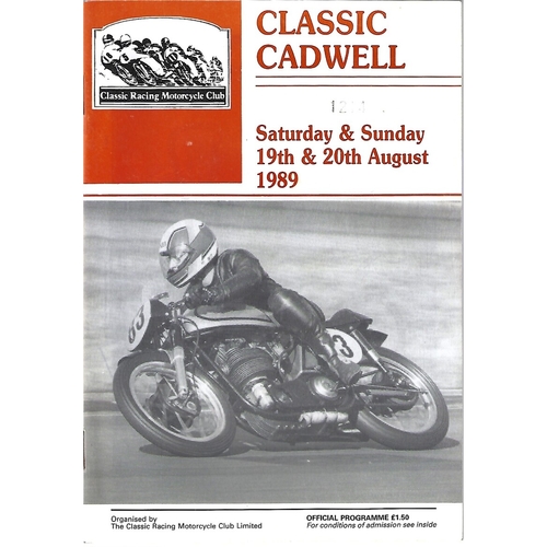 1989 Cadwell Park Classic Racing Motorcycle Club Meeting (19 & 20/08/1989) Motor Cycle Racing Programme