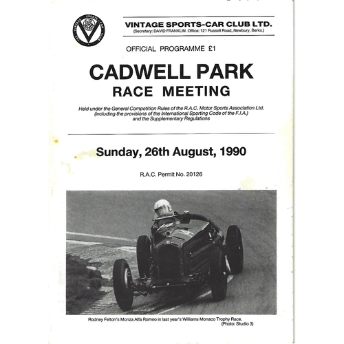 1990 Cadwell Park Vintage Race Meeting (26/08/1990) Motor Racing Programme