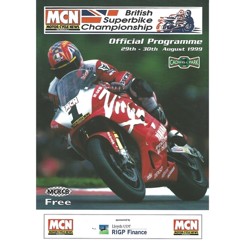 1999 Cadwell Park British Supebike Championship Meeting (29 & 30/08/1999) Motor Cycle Racing Programme
