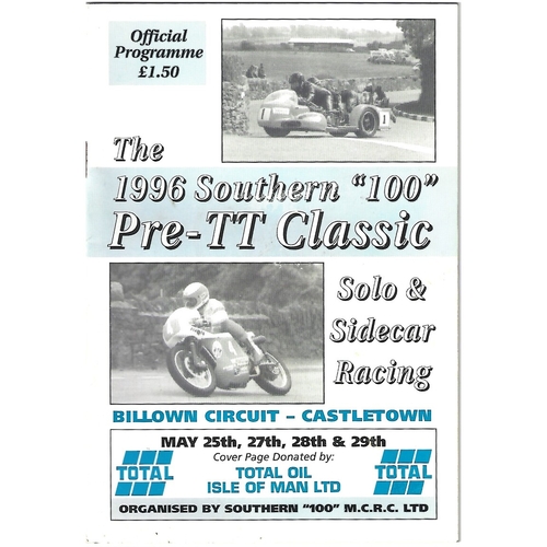 1996 Castletown (Billown circuit) The Southern "100" TT Classic Meeting (25/05/1996, 27-29/05/1996) Motor Cycle Racing Programme