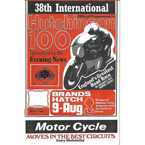 1970 Brands Hatch 38th International Hutchinson "100" Meeting (09/08/1970) Motor Cycle Racing Programme