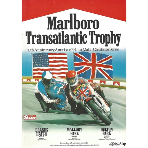 1980 Brands Hatch Transatlantic Trophy Races Meeting (04/04/1980) Motor Cycle Racing Programme