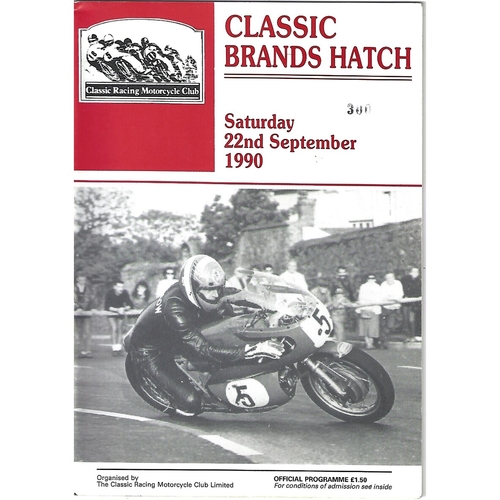 1990 Brands Hatch Classic Brands Hatch Meeting (22/09/1990) Motor Cycle Racing Programme