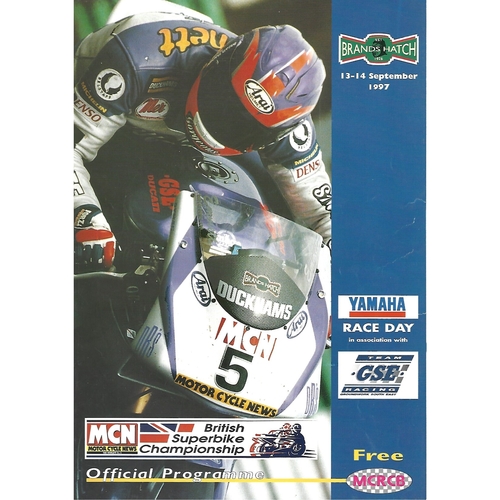 1997 Brands Hatch British Supebike Championship Meeting (13-14/09/1997) Motor Cycle Racing Programme