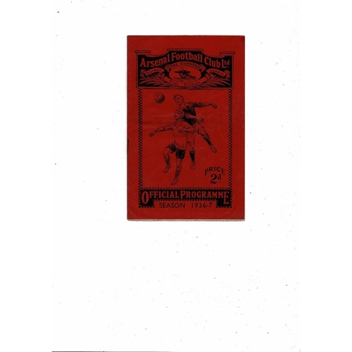 1936/37 Arsenal v Sheffield Wednesday Football Programme