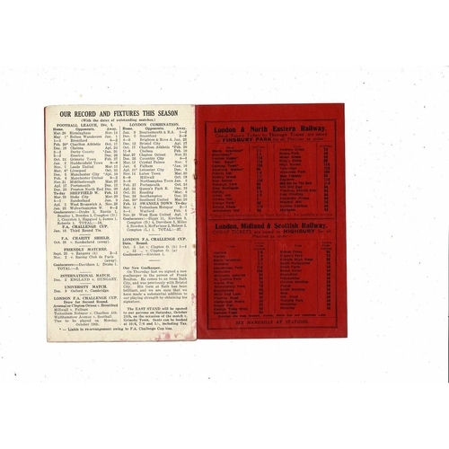 1936/37 Arsenal v Sheffield Wednesday Football Programme