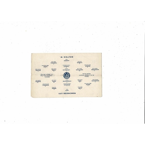 1945/46 Manchester City v Bolton Wanderers Football Programme