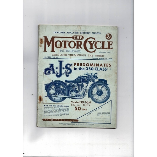 1939 The Motor Cycle Magazine 10th August Vol 63 No 1896