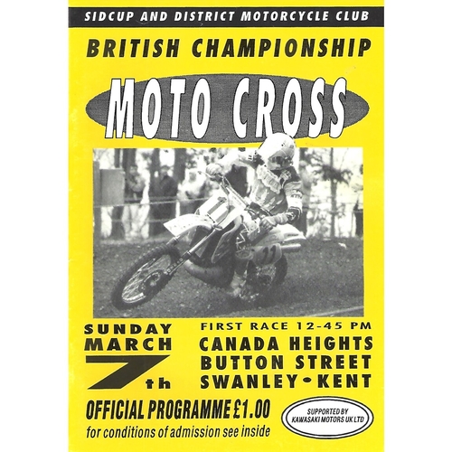 1993 Canada Heights British Moto-Cross Championship Meeting (07/03/1993) Moto-Cross Programme
