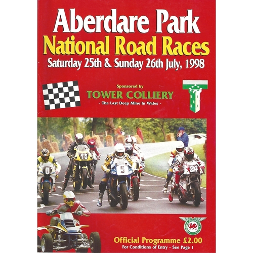 1998 Aberdare Park National Motorcycle Road Race Meeting (25-26/07/1998) Motor Cycle Racing Programme
