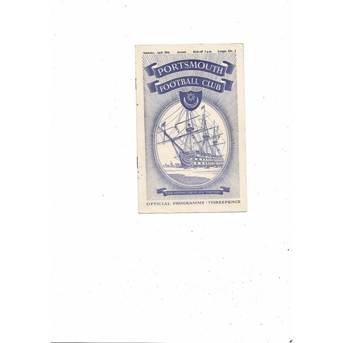 1954/55 Portsmouth v Arsenal Football Programme