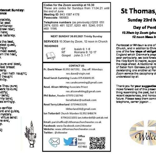Pew Sheet | The Parish of St Thomas, Exeter