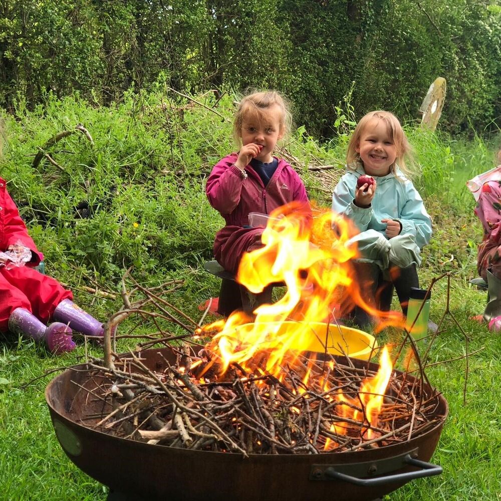 Preschool forest school fire pit