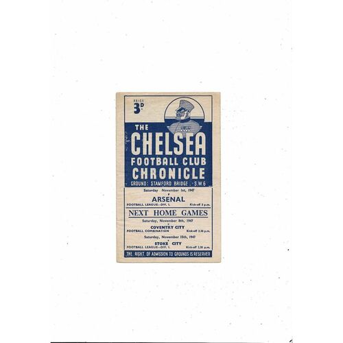 1947/48 Chelsea v Arsenal Football Programme