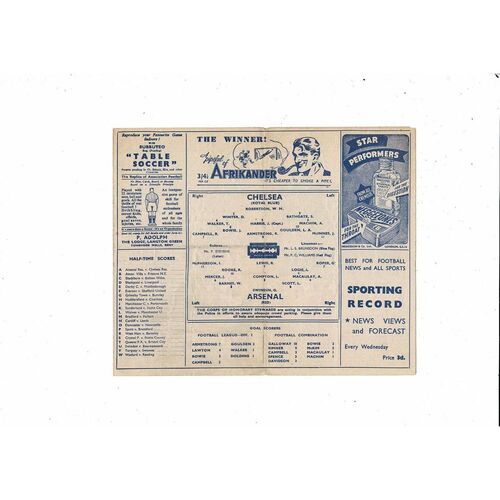 1947/48 Chelsea v Arsenal Football Programme