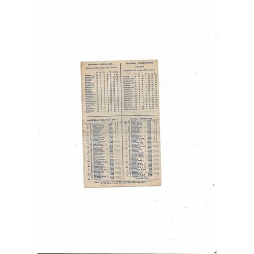 1947/48 Chelsea v Arsenal Football Programme