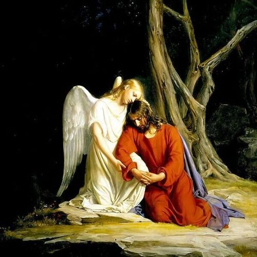 An Angel Comforting Jesus before his Arrest in the Garden of Gethsemane